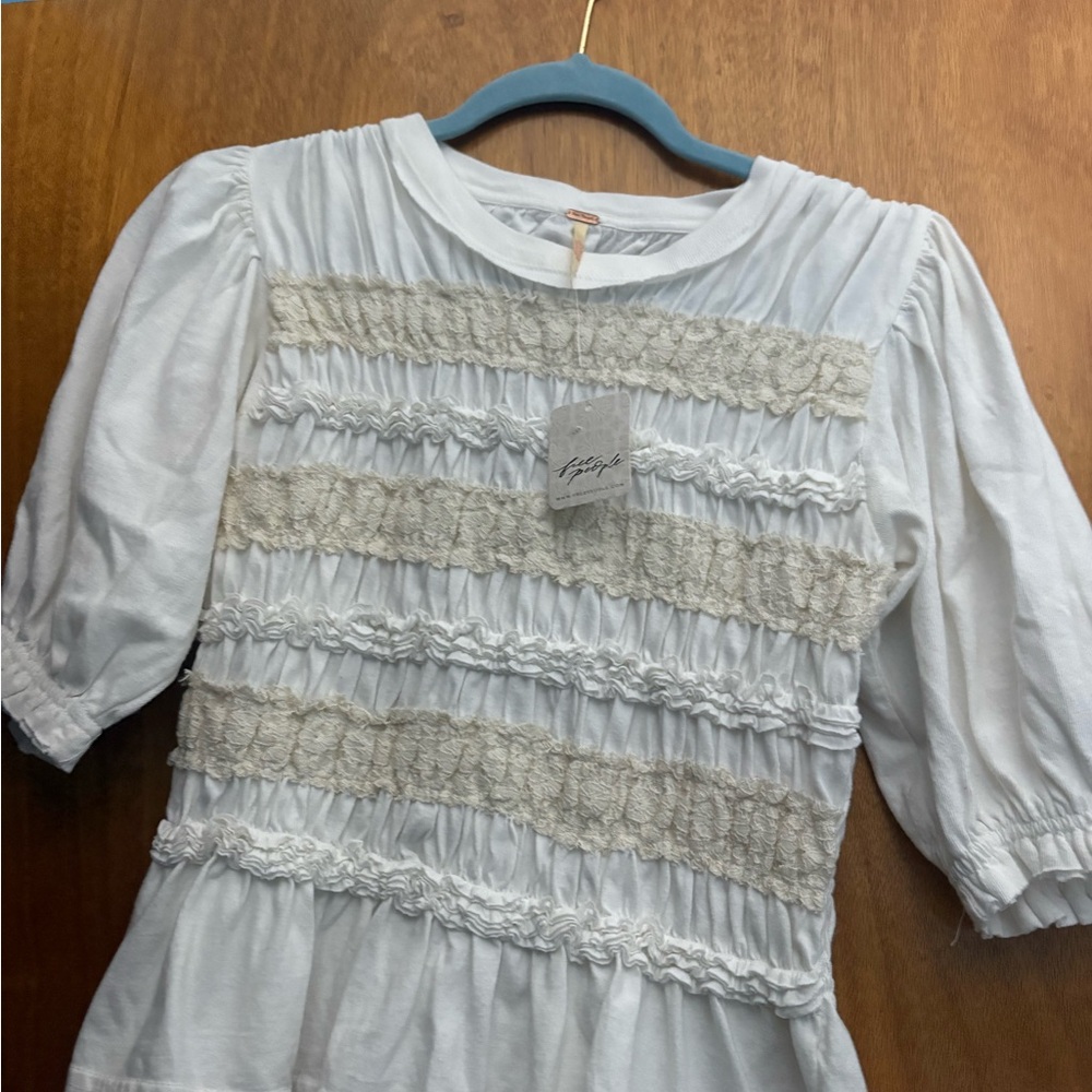 White and Cream Textured Top free people